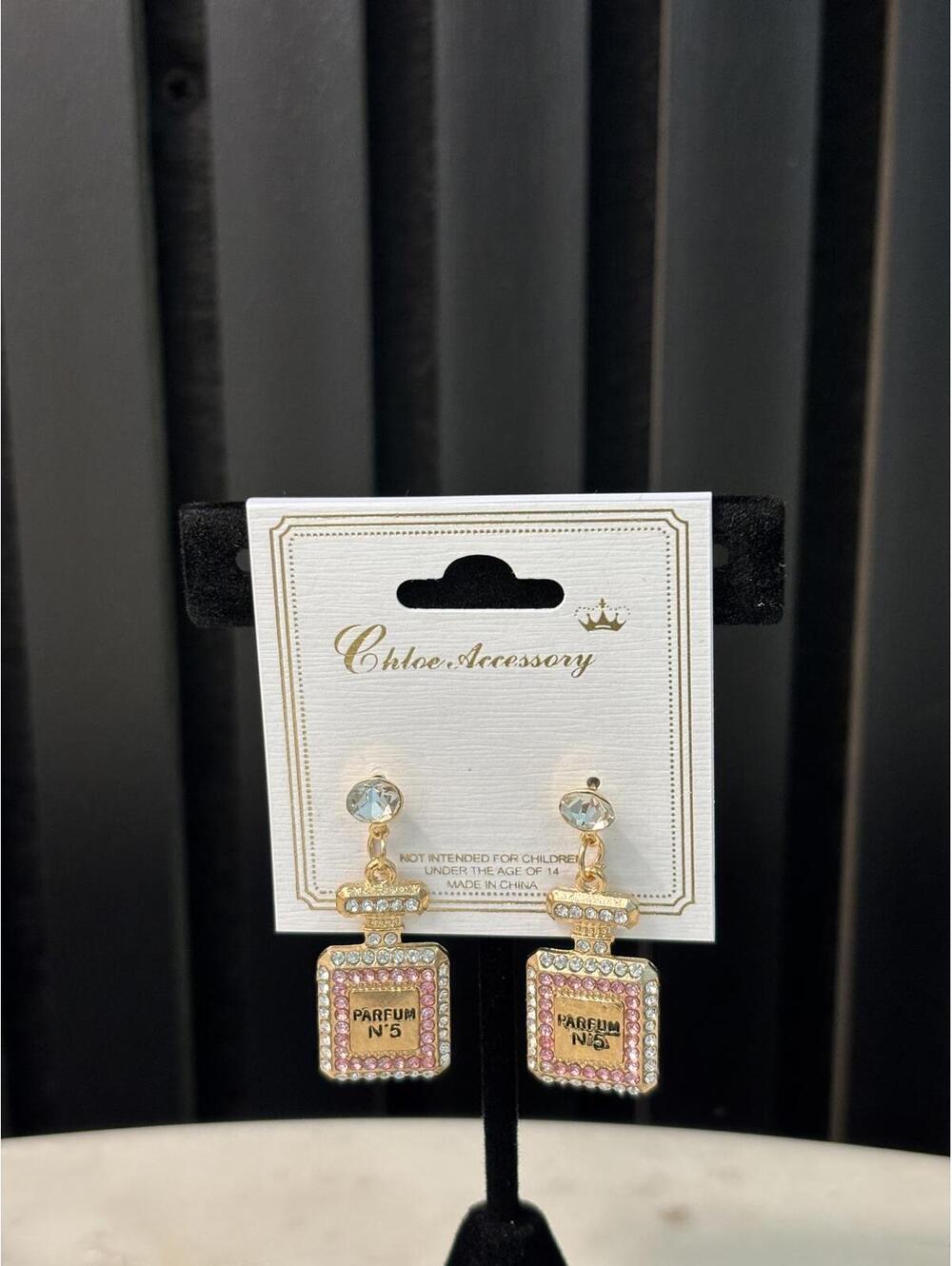 Chloe Accessory Parfum No 5 Rhinestone Drop Earrings